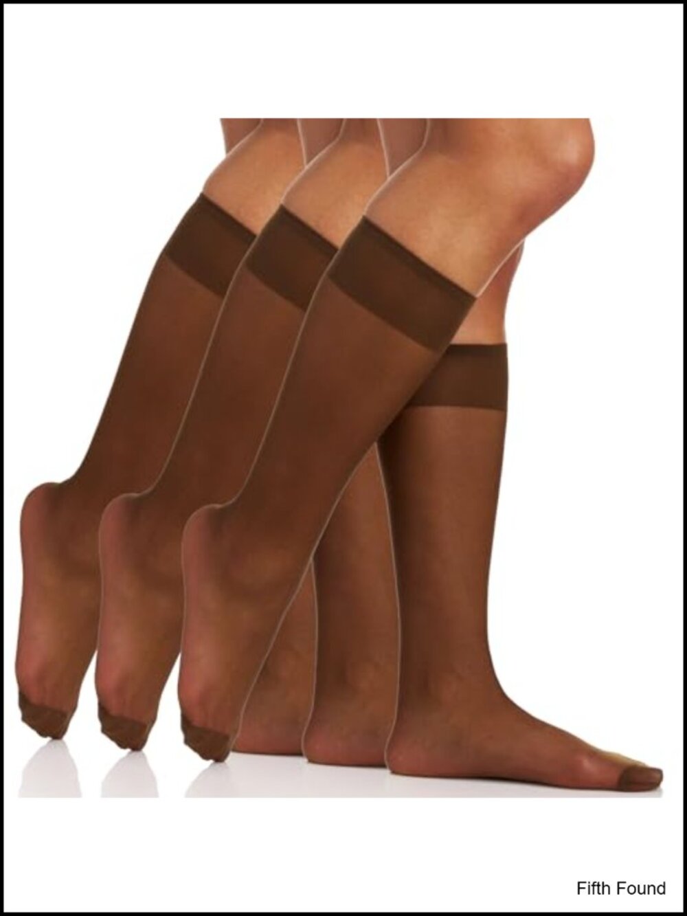 Sheer Knee High Stockings 20 Denier Nylon Reinforced Toe 3 Pack